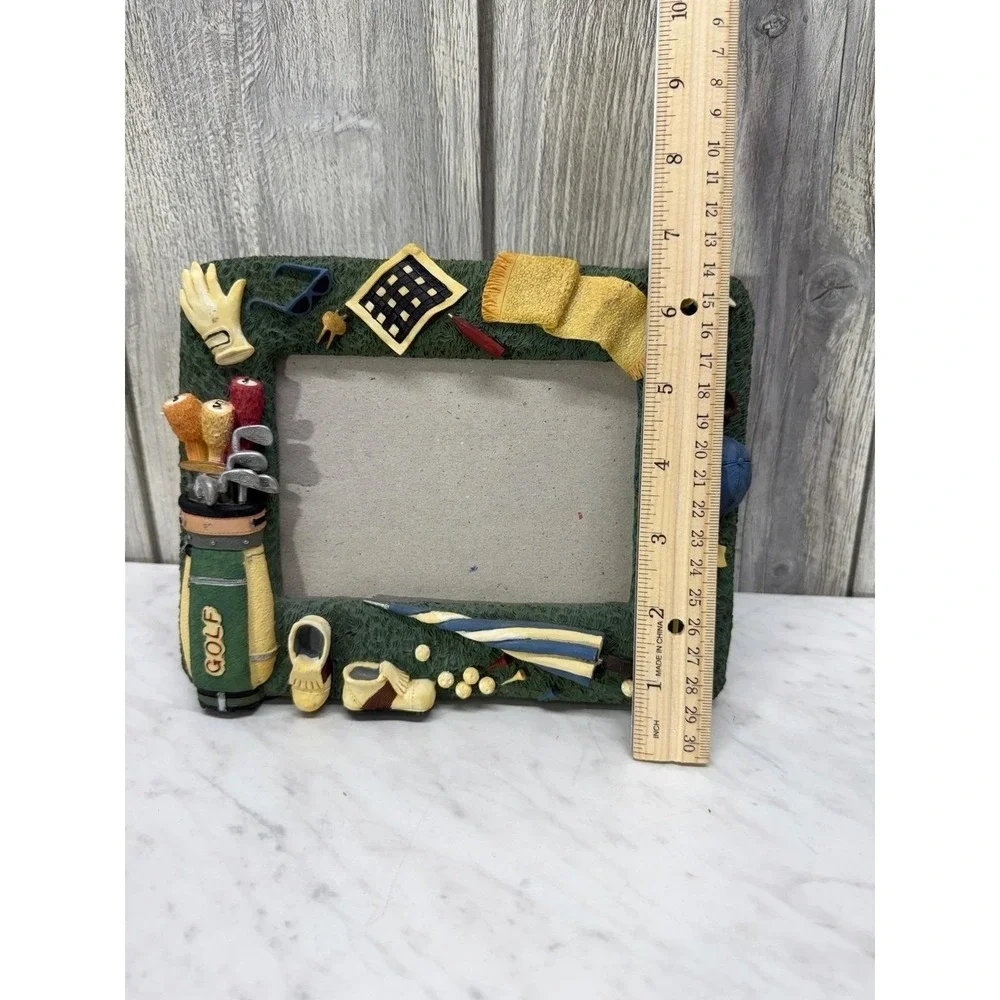 Vintage Golf Resin 3D Picture Frame Green Grass Golf Bag Clubs Shoes 5x3.5 Photo
